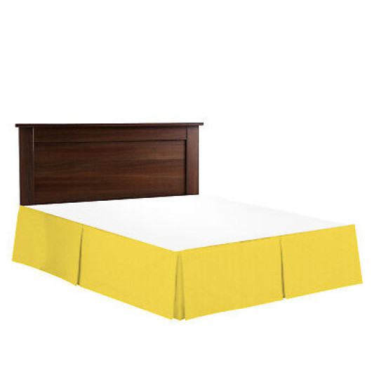 Premium Luxury Pleated Tailored Bed Skirt - 14” Drop Dust Ruffle, Twin - Yellow
