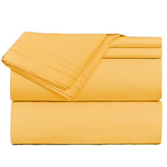 Premium Luxury Pleated Tailored Bed Skirt - 14” Drop Dust Ruffle, Twin - Yellow