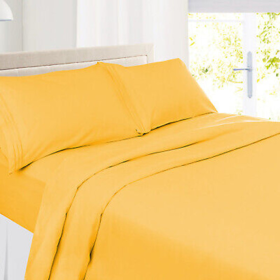 Premium Luxury Pleated Tailored Bed Skirt - 14” Drop Dust Ruffle, Twin - Yellow