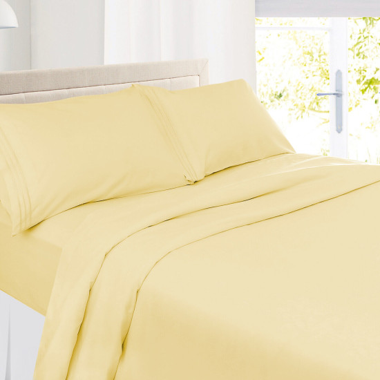 Premium Luxury Pleated Tailored Bed Skirt - 14” Drop Dust Ruffle, Twin - Yellow