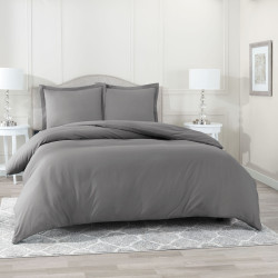 Duvet Cover Set Soft Brushed Comforter Cover W/Pillow Sham, Gray - Cal King