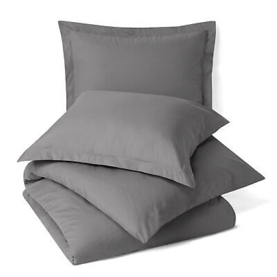 Duvet Cover Set Soft Brushed Comforter Cover W/Pillow Sham, Gray - Cal King