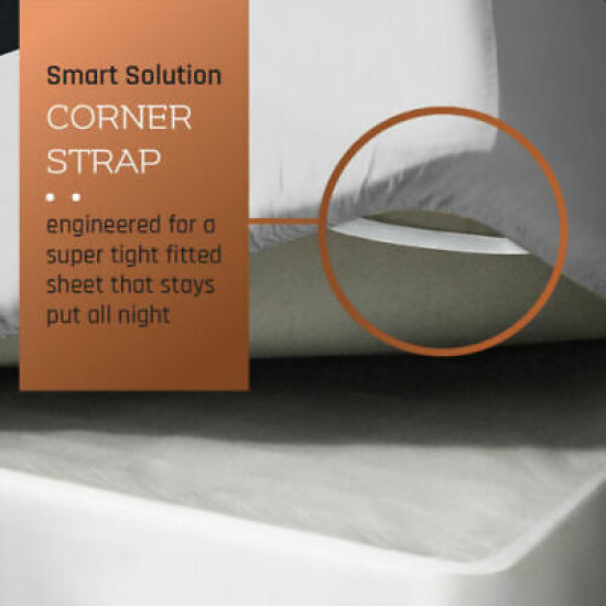 21” Extra Deep Pocket Ultra Soft Fitted Sheet with Corner Straps, Queen - Silver