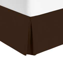 Solid Luxury Pleated Tailored Bed Skirt - 14” Drop Dust Ruffle, Queen -Chocolate