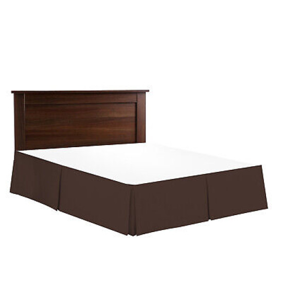 Solid Luxury Pleated Tailored Bed Skirt - 14” Drop Dust Ruffle, Queen -Chocolate