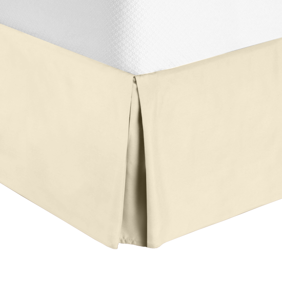 Solid Luxury Pleated Tailored Bed Skirt - 14” Drop Dust Ruffle, Full-Cream Beige