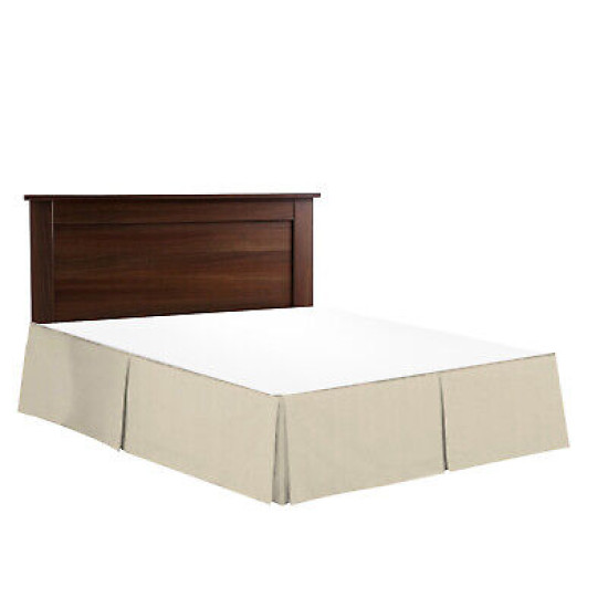 Solid Luxury Pleated Tailored Bed Skirt - 14” Drop Dust Ruffle, Full-Cream Beige