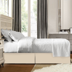 Solid Luxury Pleated Tailored Bed Skirt - 14” Drop Dust Ruffle, Full-Cream Beige