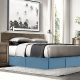 Hotel Luxury Pleated Tailored Bed Skirt - 14” Drop Dust Ruffle, Full-Blue Heaven