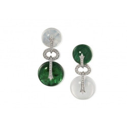 Syn Emerald and Chalcedony Dangle Earring 925 Sterling Silver Handmade Jewelry
