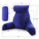 Large Reading & TV Bed Rest Pillow +2 Neck & Lumbar Pillows, W/Pocket-Royal Blue
