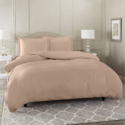 Duvet Cover Set Soft Brushed Comforter Cover W/Pillow Sham, Taupe - Full