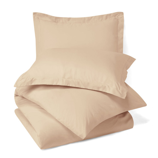 Duvet Cover Set Soft Brushed Comforter Cover W/Pillow Sham, Taupe - Full