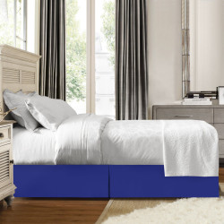Hotel Luxury Pleated Tailored Bed Skirt - 14” Drop Dust Ruffle, King -Royal Blue