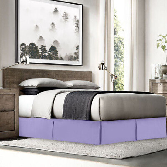 Luxury Pleated Tailored Bed Skirt - 14” Drop Dust Ruffle, Cal King - Lavender