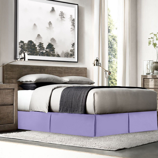 Luxury Pleated Tailored Bed Skirt - 14” Drop Dust Ruffle, Cal King - Lavender