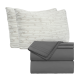 Set of 4 Piece Hotel Luxury Bed Sheet Set and 2 Hypoallergenic Bamboo Pillows