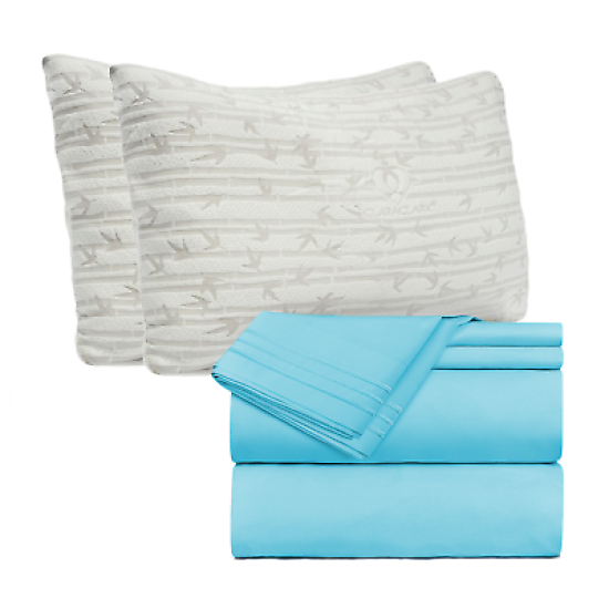 Set of 4 Piece Hotel Luxury Bed Sheet Set and 2 Hypoallergenic Bamboo Pillows