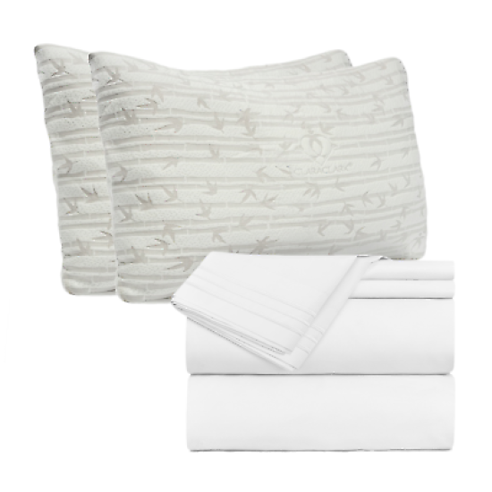 Set of 4 Piece Hotel Luxury Bed Sheet Set and 2 Hypoallergenic Bamboo Pillows