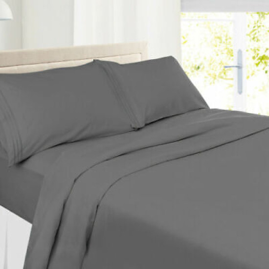 Set of 4 Piece Hotel Luxury Bed Sheet Set and 2 Hypoallergenic Bamboo Pillows