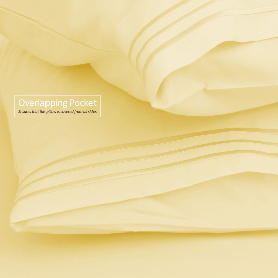 Set of 4 Piece Hotel Luxury Bed Sheet Set and 2 Hypoallergenic Bamboo Pillows
