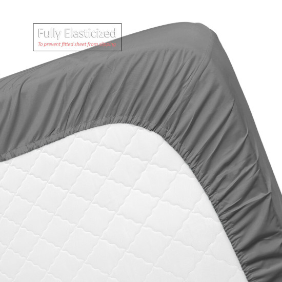 Set of 4 Piece Hotel Luxury Bed Sheet Set and 2 Hypoallergenic Bamboo Pillows