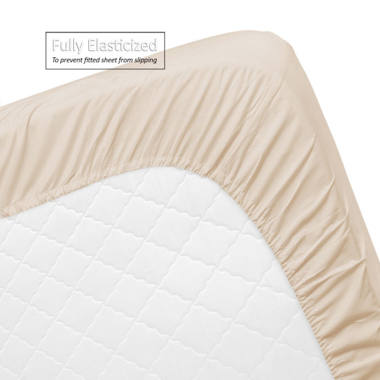 Set of 4 Piece Hotel Luxury Bed Sheet Set and 2 Hypoallergenic Bamboo Pillows