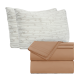 Set of 4 Piece Hotel Luxury Bed Sheet Set and 2 Hypoallergenic Bamboo Pillows
