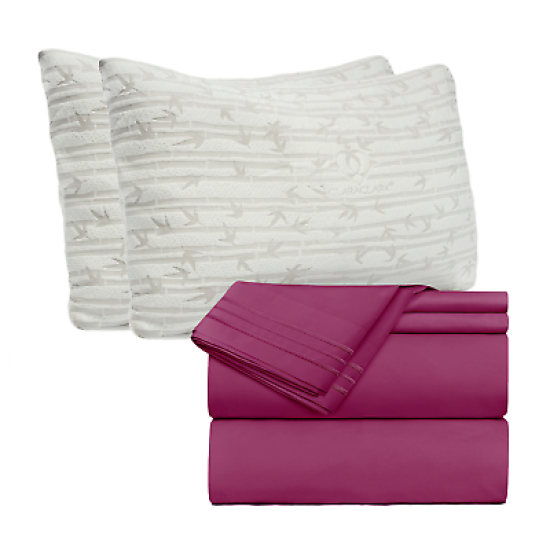 Set of 4 Piece Hotel Luxury Bed Sheet Set and 2 Hypoallergenic Bamboo Pillows
