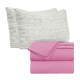 Set of 4 Piece Hotel Luxury Bed Sheet Set and 2 Hypoallergenic Bamboo Pillows