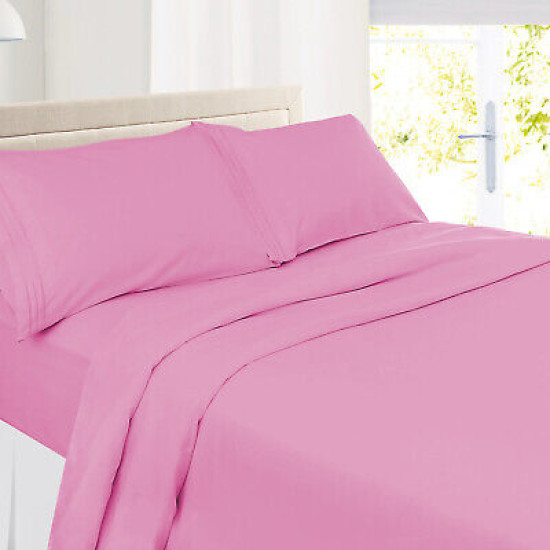 Set of 4 Piece Hotel Luxury Bed Sheet Set and 2 Hypoallergenic Bamboo Pillows