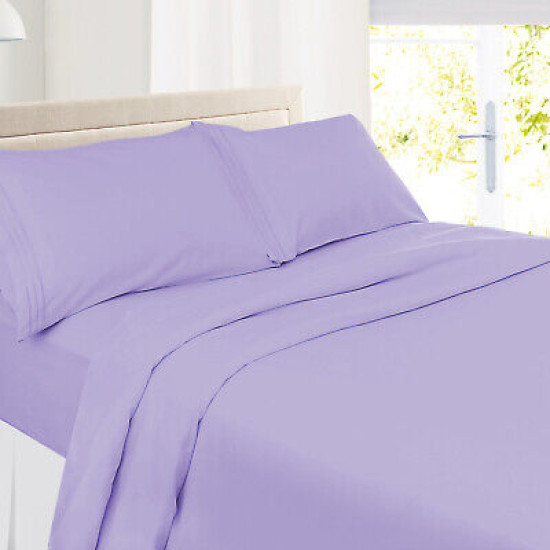 Set of 4 Piece Hotel Luxury Bed Sheet Set and 2 Hypoallergenic Bamboo Pillows