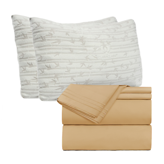 Set of 4 Piece Hotel Luxury Bed Sheet Set and 2 Hypoallergenic Bamboo Pillows