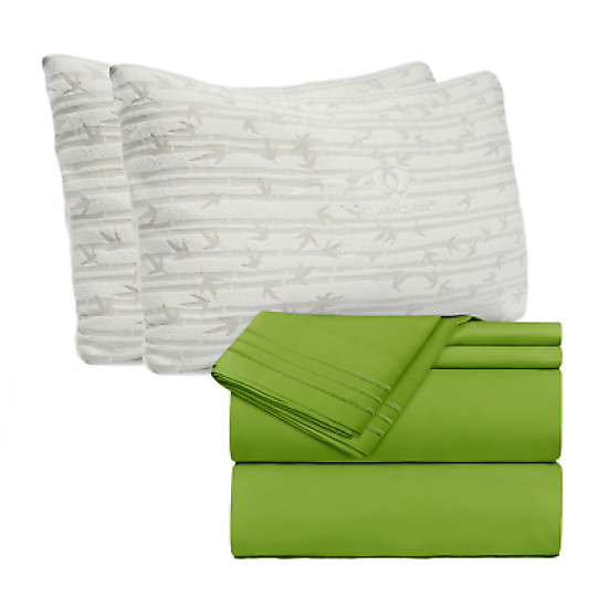 Set of 4 Piece Hotel Luxury Bed Sheet Set and 2 Hypoallergenic Bamboo Pillows