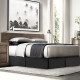 Hotel Luxury Pleated Tailored Bed Skirt - 14” Drop Dust Ruffle, Cal King - Black
