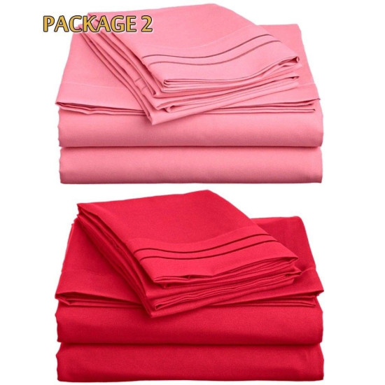 MOTHERS DAY GIFT: 2 SETS OF 1500 SERIES 4 PIECE DEEP POCKET BED SHEET SETS