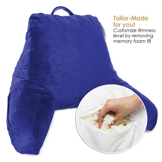 Soft Reading Pillow, TV & Bed Rest Pillow, Arms Support With Pockets -Royal Blue