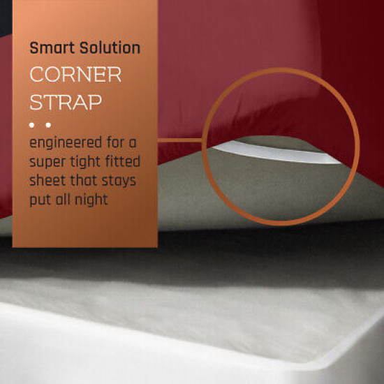 21” Extra Deep Pocket Ultra Soft Fitted Sheet with Corner Straps,Full - Burgundy