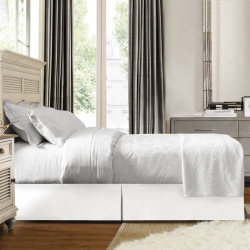 Hotel Luxury Pleated Tailored Bed Skirt - 14” Drop Dust Ruffle, Cal King - White