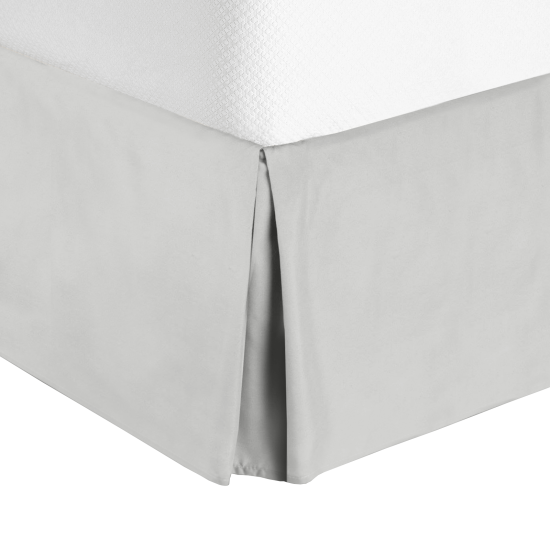 Hotel Luxury Pleated Tailored Bed Skirt - 14” Drop Dust Ruffle, Twin XL - Silver