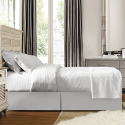 Hotel Luxury Pleated Tailored Bed Skirt - 14” Drop Dust Ruffle, Twin XL - Silver