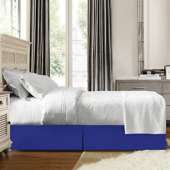Luxury Pleated Tailored Bed Skirt - 14” Drop Dust Ruffle, Twin XL - Royal Blue