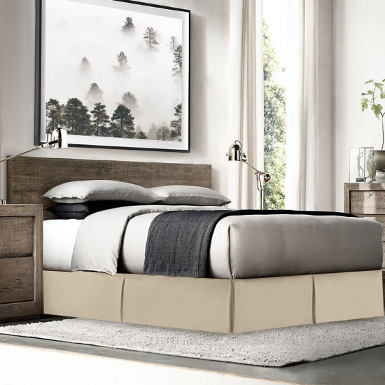 Hotel Luxury Pleated Tailored Bed Skirt - 14” Drop Dust Ruffle, Twin XL - Cream