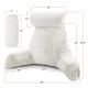 Large Soft Reading & TV Bed Rest Pillow +2 Neck & Lumbar Pillows, W/Pocket-White