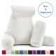 Large Soft Reading & TV Bed Rest Pillow +2 Neck & Lumbar Pillows, W/Pocket-White