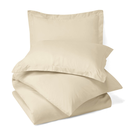 Duvet Cover Set Soft Brushed Comforter Cover W/Pillow Sham, Cream - King