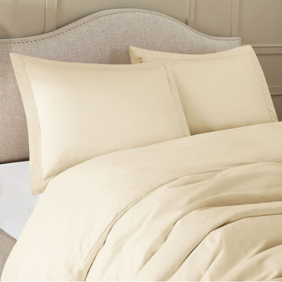 Duvet Cover Set Soft Brushed Comforter Cover W/Pillow Sham, Cream - King