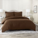 Duvet Cover Set Soft Brushed Comforter Cover W/Pillow Sham, Chocolate - Full