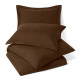 Duvet Cover Set Soft Brushed Comforter Cover W/Pillow Sham, Chocolate - Full