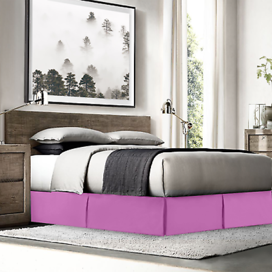 Luxury Pleated Tailored Bed Skirt - 14” Drop Dust Ruffle, Cal King-Orchid Purple